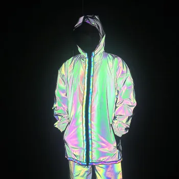 Reflectorizante Trench Barbati Brand de Dans Hip-Hop Fluorescente Mens Jachete si Paltoane Harajuku Canadiană Mantie Jaqueta Masculino