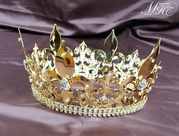 Regele Bărbați Coroane, Diademe Imperiale Medievale de Cristal Plin Rould Diadema de Nunta Concurs de Costume Petrecere de Păr Bijuterii