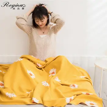 REGINA Toamna Daisy Tricotate Pat Pătură Decorative Canapea Acoperi Arunca Pătură Moda Portabil Birou Femei pui de Somn Muselină Pătură