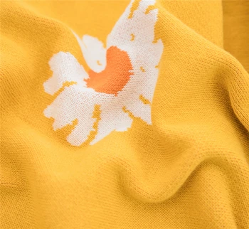 REGINA Toamna Daisy Tricotate Pat Pătură Decorative Canapea Acoperi Arunca Pătură Moda Portabil Birou Femei pui de Somn Muselină Pătură