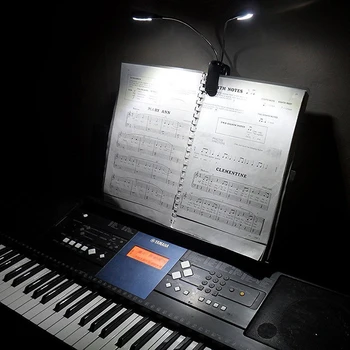 Reglabil 2 Dual Brațele 4 LED Clip pe Lampă cu LED-uri pentru Suport pentru Muzică și Carte de Lectură Chitara Foaie Goosenecks Muzică Accesorii