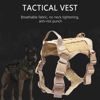 Reglabil Tactice Câine de Serviciu Vesta de Formare Vânătoare Molle Nailon Apă-ga Patrulă Militară Câine Ham cu Mâner de Vânătoare