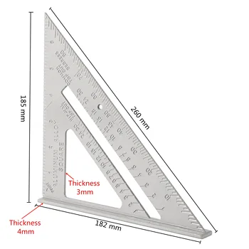 Regula Triunghiului 90° Îngroșarea Unghi De Regulă Aliaj De Aluminiu Tâmplar De Măsurare Pătrat Conducător Pentru Construirea De Încadrare Instrumente Indicatoare 1 Buc