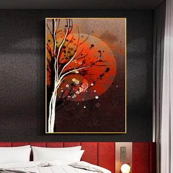 RELIABLI ARTA Tablouri Canvas Peisaj Postere Copac Și Imagini Luna de Perete Moderne Printuri Pentru Decorare Camera de zi, Fara Rama