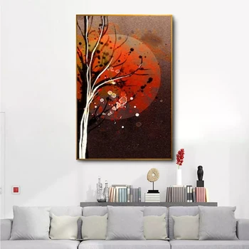 RELIABLI ARTA Tablouri Canvas Peisaj Postere Copac Și Imagini Luna de Perete Moderne Printuri Pentru Decorare Camera de zi, Fara Rama