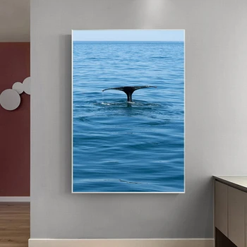 RELIABLI Balenă, Pește de Mare Nordice Postere Si Printuri Panza Pictura Imagini de Animale Modern Arta de Perete Pentru Camera de zi de Decorare