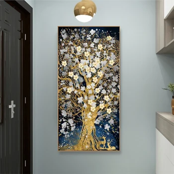 RELIABLI de ARTĂ Peisaj Postere Tablouri Canvas Abstracte de Aur Copac Și Cerb Imaginile Pentru Camera de zi de Decorare Cadru Nr.