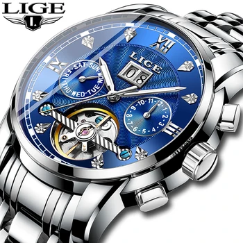 Relogio Masculino LIGE Bărbați Ceasuri de Lux, Top Nou Brand de Moda pentru Bărbați Designer Creativ Automat Mechanical Ceas de mână de sex Masculin+Cutie