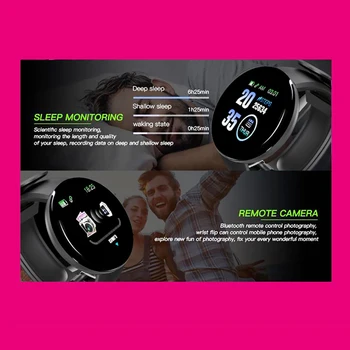 Reloj D18 Ceas Inteligent Bărbați Femei Tensiunii Arteriale Smartwatch 2020 Sport Tracker Pedometru Ceasuri Inteligente Android IOS zeblaze gts