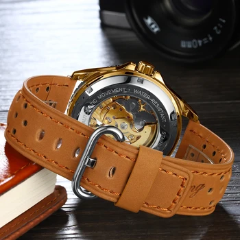 Reloj Hombre Automată Ceasuri Mens de Moda Sport, Curea din Piele cuarț Ceasuri de mana Ceas de mână pentru Bărbați
