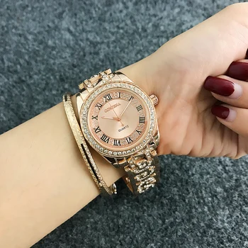 Reloj mujer CONTENA Moda cifre Romane Ceas pentru Femei Ceasuri de Diamante pentru Femei Ceasuri a Crescut de Aur Doamnelor Ceas cu Ceas saat montre