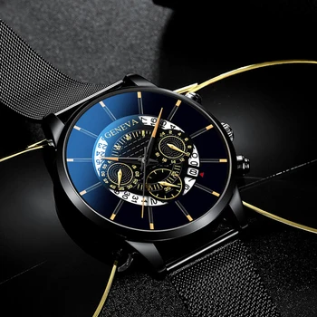 Relojes Masculino Moda Mens Ceasuri Din Oțel Inoxidabil De Lux Calendar Display Analog Cuarț Încheietura Ceasuri De Afaceri Ceas Albastru