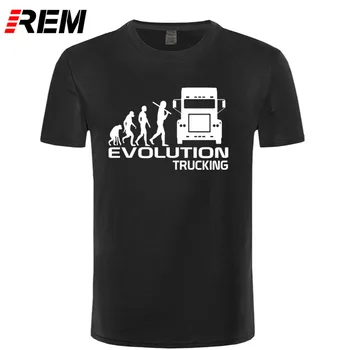 REM Brand de Îmbrăcăminte EVOLUȚIA CAMIOANE șofer de camion taxi idei de cadouri Haioase Tricou Barbati din Bumbac cu Maneci Scurte T-shirt de Sus Camiseta