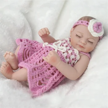Renăscut Baby Doll Mini 10 Inch 28cm Corp Plin de Silicon Păpuși Reborn Copii fidele Realiste Nou-născut Păpușă Jucărie Drăguț Cu Bandă de susținere