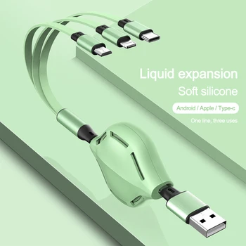 Retractabil 3in1 2in1 USB de Tip C USB Micro 8 Pini Cablu pentru iPhone Huawei Încărcător Cablu de 110cm 2A Încărcare Rapidă USB Cablu C