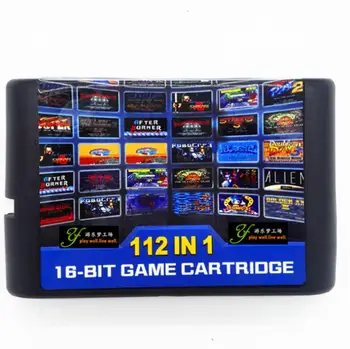 Retro 16 biți MD black card 112 din 1 cartuș pentru Sega joc acasă consola