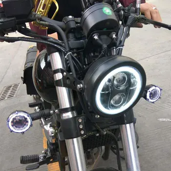 Retro 6.5 CONDUS Motocicleta Faruri Suport Far Îngerul Ring Hi&Lo Fascicul de Bec pentru Harley Sportster Cafe Racer Bobber