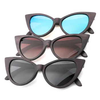 Retro DUMU ochi de pisica Lemn de Bambus Polarizat ochelari de Soare pentru Bărbați și Femei,Negru, ochelari de Soare Gradient de Lentile UV400 Ochelari de vedere