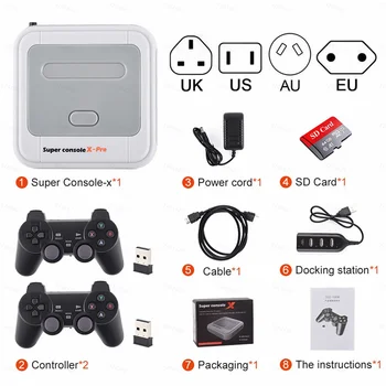 Retro Joc Consola + Dual Controller Wireless + 64G Card de Memorie wireless gamepad Consola X Mini TV Joc Video Player Emulatoare