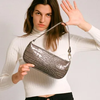 Retro Model de Aligator Femei Messenger Genți de mână doamnelor designer de Genți de Umăr Bagheta franceză geanta Femei Geanta Bolsas feminina