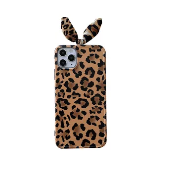 Retro urechi de iepuras Leopard fete femeie de moda Telefon Caz Pentru iPhone 12 11 Pro Max X XR XS 7 8 Plus 12 mini 7Plus caz acoperi Drăguț