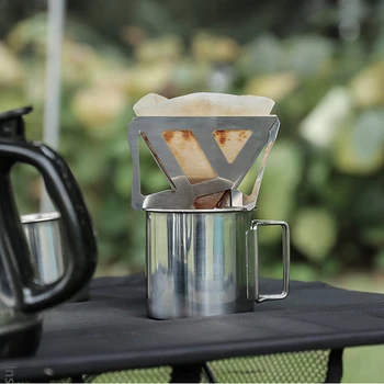 Reutilizabile Cafea Picurare Filtru Cana din Otel Inoxidabil Suport de Plasă de Pâlnie în aer liber Dripper Cafea Camping Folding Rack instrumente de Bucatarie