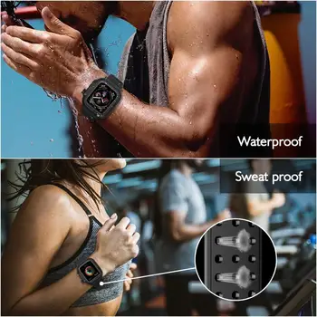 Rezistent la apă, Caz cu Banda de Silicon pentru Apple Watch Seria 5 4 3 2 1 pentru iwatch 38/42/40/44mm Curea Ecran Protector de Acoperire