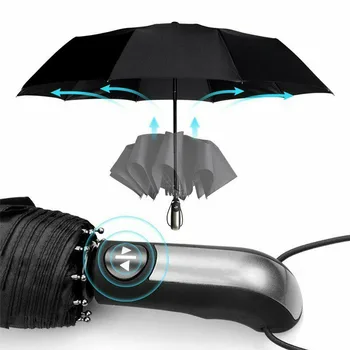 Rezistente La Vânt Complet Automată Umbrelă De Ploaie Femei Pentru Barbati 3 Pliante Cadou Umbrelă De Soare Compact Mari De Călătorie Umbrelă 1 Bucata