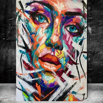 Rezumat African Fata Street Arta De Perete, Tablouri Canvas Moderne, Pline De Culoare Fata De Arta Graffiti, Postere Si Printuri Poze De Perete