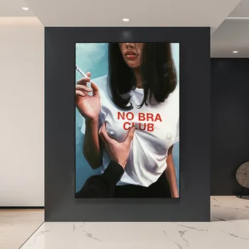 Rezumat Fără Bar Club Fata de Fumat Tablouri Canvas Postere si Printuri de Arta de Perete Moderne Imagini pentru Living Decorul Camerei Neînrămate