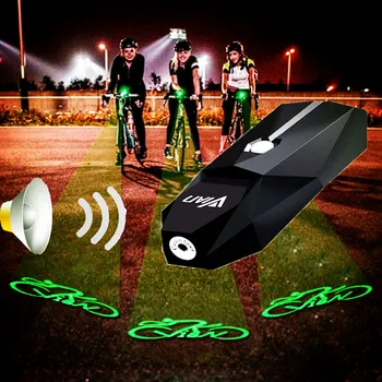 Reîncărcabile Biciclete Lumina Verde Laser Lanterna Impermeabil Față de Bicicletă Lumina Clopot de Biciclete MTB Logo-ul de Siguranță Lampa de Avertizare Lumini Claxon