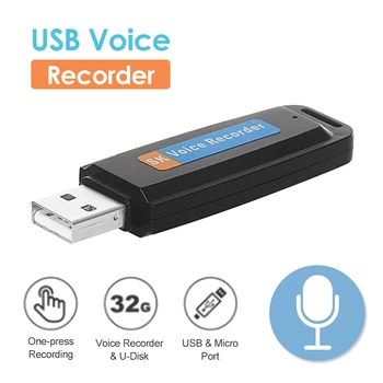 Reîncărcabilă U-Disk Recorder de Voce Digital Pen USB, TF Card Flash Disk Clasic MP3 Player de Reducere a Zgomotului WAV Înregistrare