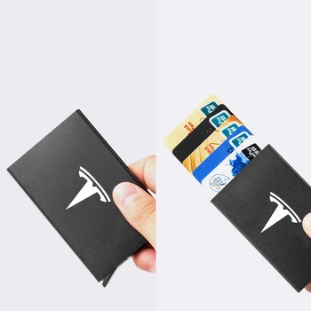 RFID Anti-furt Inteligent Titularul Subțire ID-ul Cartelei Automat Solid Bank Card de Credit Pentru Tesla Model 3 Model X Model S Model Y