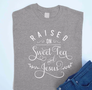 Ridicat pe Ceai Dulce și Isus tricou sloganul grunge pastelate estetice camisetas tumblr grafic Creștin la Modă femei tee - L030