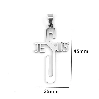 RIsul lui Isus Pandantiv cruce oglindă lustruit din oțel inoxidabil personalizate Colier Pandantiv pentru barbati femei farmece 10buc
