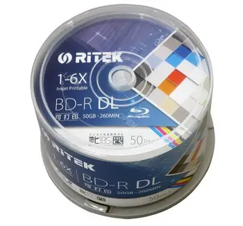 Ritek 50 bucăți/o cutie A+ calitate de Martor Tipărit Blu Ray DL 1-6x Dual Layer 50GB BD Disc DL Ax cutie