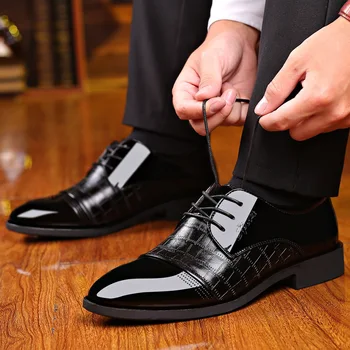 Rochie de afaceri Bărbați Formale Pantofi Nunta a Subliniat Toe de Moda din Piele PU Pantofi Balerini Pantofi Oxford Pentru Barbati gyh78