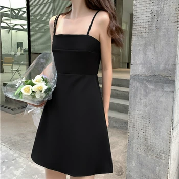Rochie de Femei New Sosire Sundress coreea Style Slim Ins Vara Sexy Solid Moale Doamnelor Dimensiuni Mari 2XL la Modă Sling de Bază Elegant