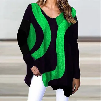 Rochii femei new sosire de vară 2020 Femei de Moda Liber O-Neck Bluza Casual cu Maneci Lungi Pulover Imprimare Topuri Largi vestidos