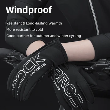 ROCKBROS Iarna Ciclism Complet Deget Mănuși Ține de Cald Ecran Tactil cu Degetul Motociclete Biciclete Electrice Impermeabil Mănuși de Schi