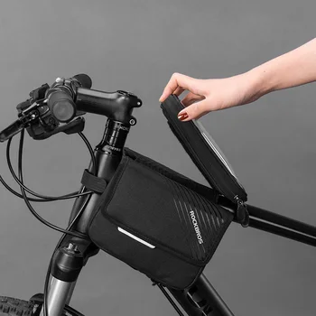 Rockbros Mare Capacitate De Ciclism Tub Telefon De Top Geanta Cu Doua Parte Husă 6.0 Inch Touchscreen Biciclete Biciclete Cadru Frontal Sac Coș