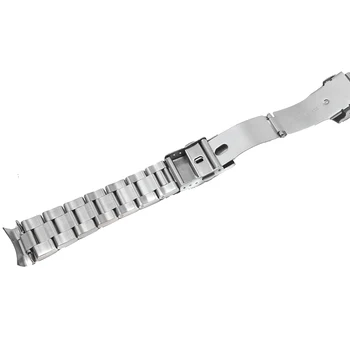 Rolamy 20 de 22mm Argint Periat Tubulare Curbate End Solid Link-uri de Înlocuire Trupa Ceas Curea Brățară Dublu Push Incuietoare Pentru Seiko