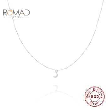 ROMAD Argint 925 Bijuterii Colier Pentru Femei Farmec Moda All-Meci de Mini Diamond Luna Pandantiv Colier Bijoux Femme