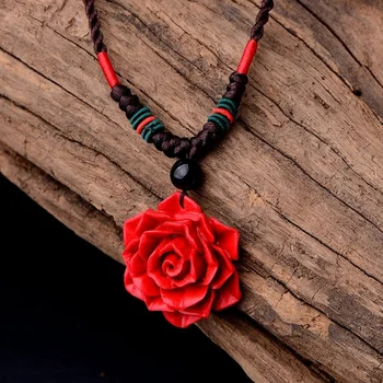 Romantic Cravată Colier Statement Femei Mare Lanț De Trandafir Rosu Floare Colier Piatră Neagră Pedantului Coliere Dropshopping 2019