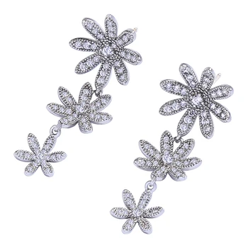 Romantic Cristal Cupru Clip Cercei Floare Pentru Femei Drăguț Numire Data Cadou Eșantion De Design De Bijuterii En-Gros