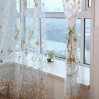 Romantic Fluture Perdelele Tull Voile Pur Panoul de Draperii tesatura Transparent pentru Living, Dormitor, Balcon Fereastra Cortinas
