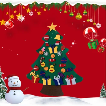 ROSE SPAȚIUL DIY Simțit Pom de Crăciun Agățat de Perete Ornamente Brad Artificial de Craciun pentru Cadouri de Anul Nou Jucarii Copii Acasă