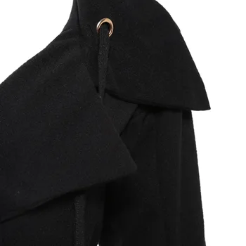 Rosetic Gotic Trench Lung Negru Slim Asimetrice Rever Guler Buton Elegant De Toamna Iarna Vintage Goth Palton Outwears
