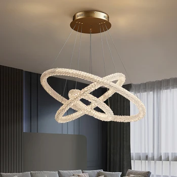 Rotund moderne Candelabru Bucătărie LED Lustre Living Dormitor Cristal Inel de Aur Lampă Interioară cu Corpuri de iluminat