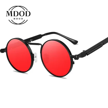 Rotund ochelari de Soare Barbati Femei Metal Punk Epocă ochelari de soare de Brand Designer de Moda Ochelari Oglindă Lentile de Înaltă Calitate Oculos UV400